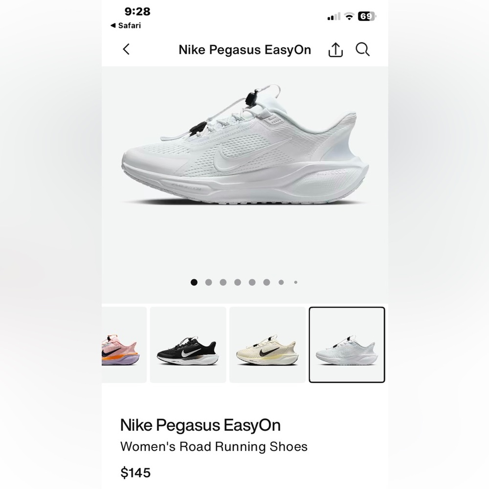 Nike Pegasus Easy On White Athletic Shoes with Breathable Design - Picture 7 of 8